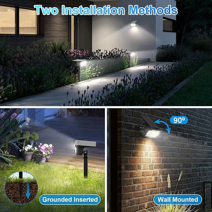 Solar Spot Lights Outdoor, [57 LED/2 Pack] Solar Lights Outdoor IP65 Waterproof, 3 Modes Solar Powered Landscape Spotlights for Garden Yard Outside Patio Pathway Pool(Cold White)