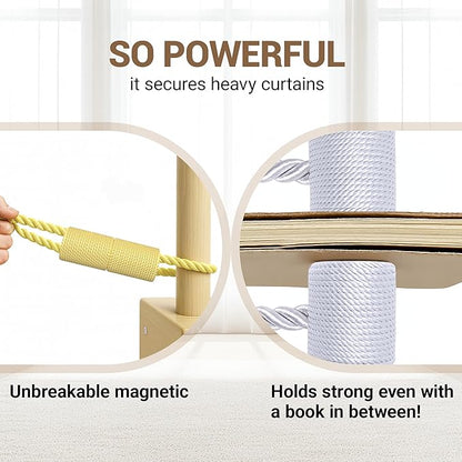 Hion Magnetic Curtain Tiebacks Golden 2pcs, Curtain Tiebacks Buckles Holdbacks Holders Hooks Clip for Home Bedroom Office Decorative Curtain