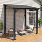 Aoxun 8’x 5’ Premium Gazebo with Aluminum Top Frame & Polycarbonate Panel, Wall Mounted Gazebos Pergola, Outdoor Patio Lean to Gazebo, Awnings with Sloped Roof, for Backyard, Porch, Deck