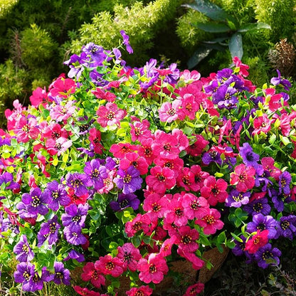 Artificial Flowers for Outdoor, UV Resistant Fake Silk Flowers, Realistic Faux Plants for Outside Indoor Porch Patio Window Box Planter Home Decor (20, Purple Rosy)