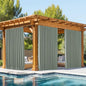 NICETOWN 2 Panels Outdoor Curtains Waterproof Pocket & Back Tab on Top & Bottom, Thermal Insulated Windproof Sun Blocking Outside Privacy Drapes for Patio with Fixed Rope, W84 x L95, Sage Green