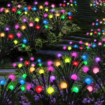 Kohlrabi Solar Garden Lights Outdoor, 6 Pack 60 LED Solar Firefly Lights Waterproof, Sway by Wind, Swaying Light for Yard Patio Backyard Garden Planter Flower Bed Pathway Outdoor Decoration