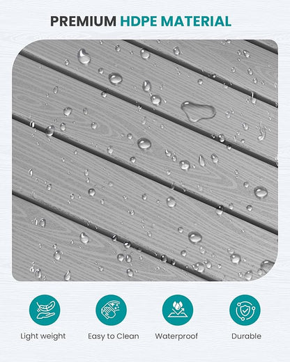 SERWALL Oversized Outdoor Rocking Chair, All-Weather Patio Rocking Chair, HDPE Porch Rocker for Adults, Light Gray