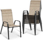 MAMIZO Patio Dining Chairs, Stackable All Weather Teslin Chair, Heavy Duty Outdoor Breathable Chairs Set, w/Armrests, Upgraded Chair FeetW/Strenthened Iron Spacers, 330 LBS (8, Brown)