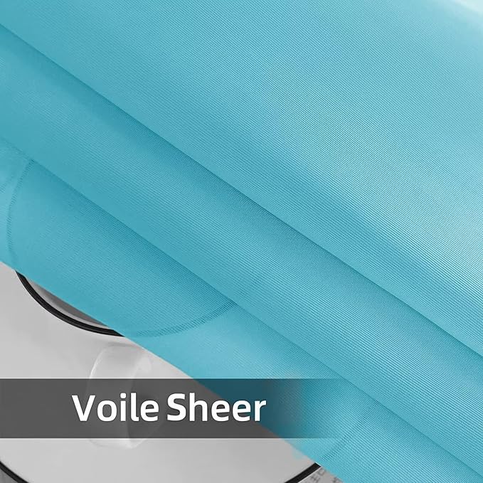 SpaceDresser Waterproof Outdoor Sheer Curtains for Patio - 2 Panels Rod Pocket Indoor Voile Sheer Curtain for Living Room,100W x 96L inch, Aqua