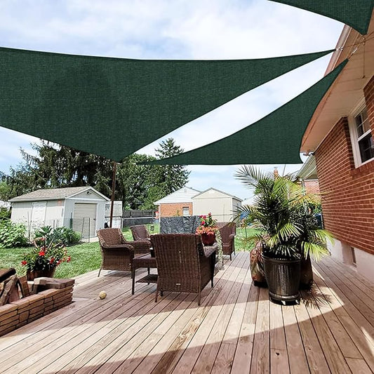 Patio Paradise 2' x 2' x 2' Sun Shade Sail Triangle Canopy Shade Cloth Fabric Sunlight Block Patio Pergola Cover HDPE Deck Awning for Outdoor Backyard Roof Shading, Green