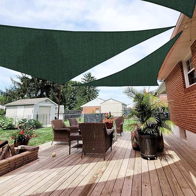 Patio Paradise 21' x 21' x 21' Sun Shade Sail Triangle Canopy Shade Cloth Fabric Sunlight Block Patio Pergola Cover HDPE Deck Awning for Outdoor Backyard Roof Shading, Green