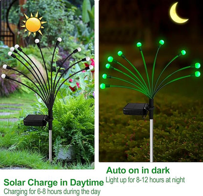 Solar St Patricks Day Lights Outdoor, 6 Pack 60 LED Solar Green Firefly Lights Waterproof, Sway by Wind, Swaying Light for Yard Patio Backyard Garden Planter Flower Bed Pathway Outdoor Decoration