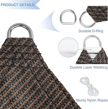 E&K Sunrise 6' x 6' x 6' Sun Shade Sail Triangle Canopy Shade Cover UV Block for Patio Backyard Garden Outdoor (Brown)