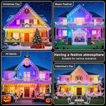 150FT Permanent Outdoor Lights for House Waterproof, IP67 LED Eave Lights with App/Remote Control, Outdoor Permanent led Lighting for House Roof Decor,Christmas,Party,All Holiday and Daily