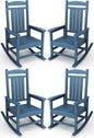 KINGYES HDPE Patio Rocking Chair Set of 4, Outdoor Rocking Chairs Porch Rocker for Adults, Navy