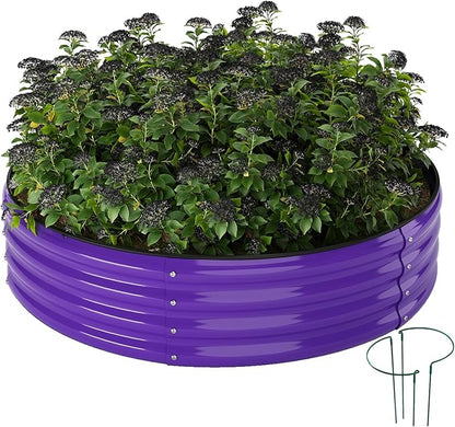 Galvanized Metal Planter Round Raised Garden Bed Kit for Gardening Outdoor，2x2x1ft Grow Garden Box Raised Flower Bed，Round Galvanized Planter Outdoor Metal Fire Pit Ring