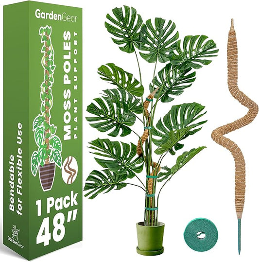 48 Inch Bendable Moss Pole Monstera Plant Support for Climbing Indoor Plants - Stakes for Potted Climbers - Tall Sticks Indoor Trellis for Houseplants - Accessories for Monstera Pot