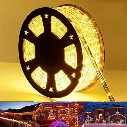 100ft LED Rope Lights Outdoor, 720 LED Connectable and Flexible Tube Lights with 8 Modes, Waterproof LED Rope Lighting for Garden, Patio, Pool, Bedroom, Party, Indoor Outdoor Decoration (Warm White)