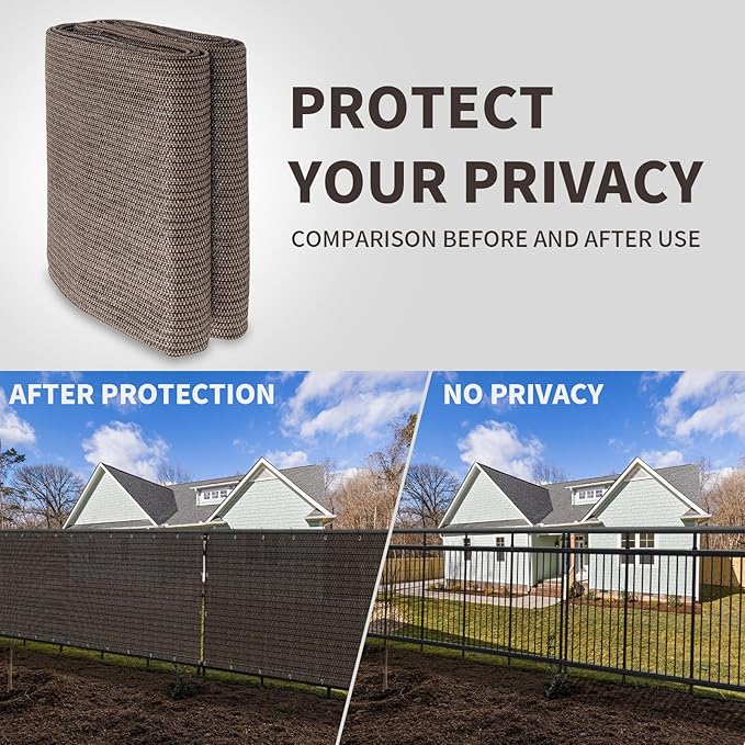 LOVE STORY Custom Size 3'x3' Brown Balcony Privacy Screen,UV Block Privacy Fence Screen,90% Shield for Outdoor Pool Garden Apartment Railing