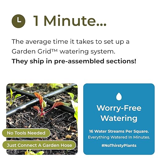 Garden Grid Watering System | Garden Irrigation System for Garden Beds – But Better | Pre-Assembled, Waters Every Plant, 2-Min Setup, USA-Made, Lasts 5–10x Longer Than Drip Irrigation | 4x8 – 44"x88"