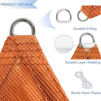E&K Sunrise 21' x 21' x 21' Sun Shade Sail Triangle Canopy Shade Cover UV Block for Patio Backyard Garden Outdoor (Orange)