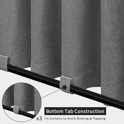 Easy-Going Linen Look Outdoor Curtains Waterproof Windproof Porch Curtains, Soft Thicken Outdoor Privacy Curtains for Patio, Gazebo, Grommet Top and Tab Bottom Drape, 1 Panel, 54x96 inch, Dark Grey