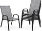 Outdoor Stackable Chairs Set of 6, Stacking Patio Chairs with Textilene Fabric, Outside Furniture for Garden Backyard Balconie Poolside Deck, Grey