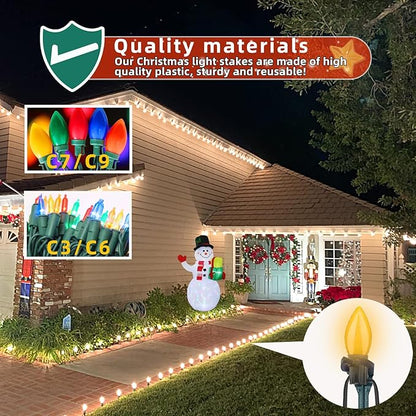 50 Pack Christmas Light Stakes 8.5"-10" for C7 and C9 String Lights,Outdoor Light Stakes, Garden, Lawn, Pathway, Patio, Path, Walkway, Christmas Decoration