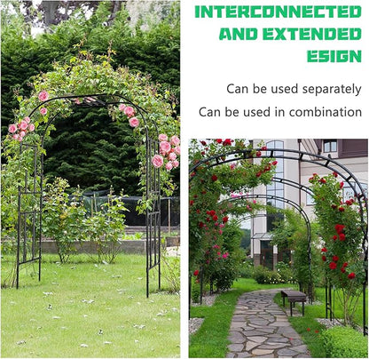 DoCred Large Tall Garden Arch Trellis for Climbing Plants Outdoor, 87in Tall Metal Garden Arbor Wedding Arches for Lawn, Party, Backyard Decoration