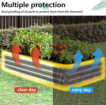 Vengarus 8x2x1FT (2 Pack) Galvanized Raised Garden Bed-Outdoor Planter Box for Vegetables,Metal Flower Boxes with Corner,Planter Raised Bed,(Silver)