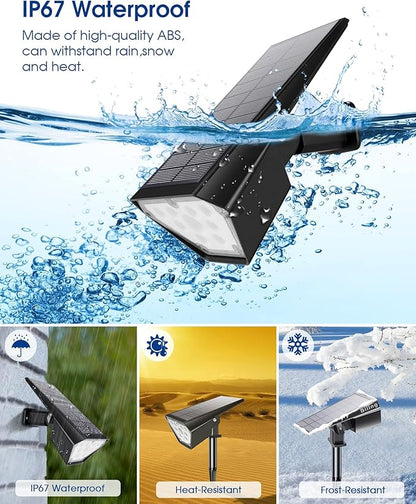 Biling Solar Spot Lights Outdoor, Bright 700 Lumen Solar Outdoor Lights IP67 Waterproof Adjustable House Lights for Patio Pathway Yard Garden Driveway Tree - Warm White(6 Pack)