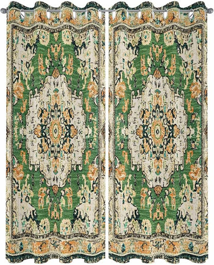 Ombre Green Boho Outdoor Curtains for Patio Waterproof, Grommet Privacy Curtain Drapes Weatherproof Outside Curtains for Porch GazeboPergola Cabana 2 Panel 54x108inch Vintage Ethnic Tribal Geometric