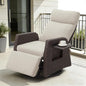 Adjustable Outdoor Recliner Chair with Independent Backrest & Footrest, Patio Swivel Recliner Chair, Wicker Reclining Patio Chair w/Flip-Up Table, Air Pump 155° Lay Flat Chaise Lounge, Beige