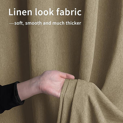 Easy-Going Linen Look Outdoor Curtains Waterproof Windproof Porch Curtains, Soft Thicken Outdoor Privacy Curtains for Patio, Gazebo, Grommet Top and Tab Bottom Drape, 1 Panel, 54x108 inch, Khaki