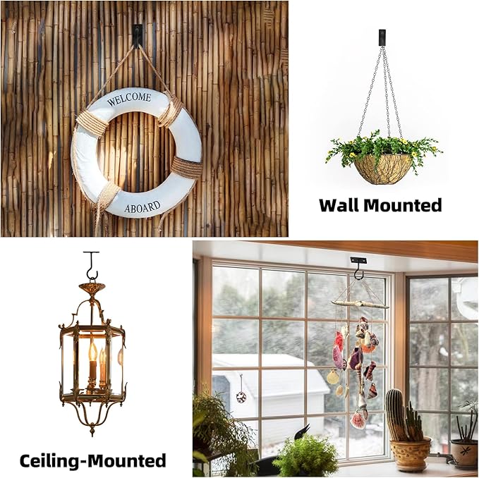 Ceiling Hooks for Hanging Plants 6pack 2.5inch Wall Mount Plant Hooks Meatl Plant Hanger Indoor for Hanging Lanterns, Bird Feeder, Flower Basket, Home Decor Indoor & Outdoor