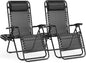 NEWBULIG Zero Gravity Chair Set of 2, Lounge Chair Folding Portable Adjustable Camping Reclining Chairs with Adjustable Pollow, Mesh Back, Cup Holder Trays Lawn Patio Chair for Pool Beach - Black
