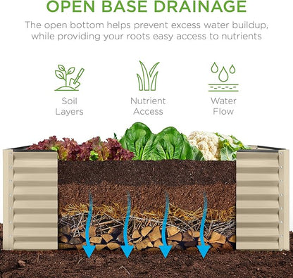 Best Choice Products 4x2x2ft Outdoor Metal Raised Garden Bed, Deep Root Planter Box for Vegetables, Flowers, Herbs, and Succulents w/ 119 Gallon Capacity - Beige
