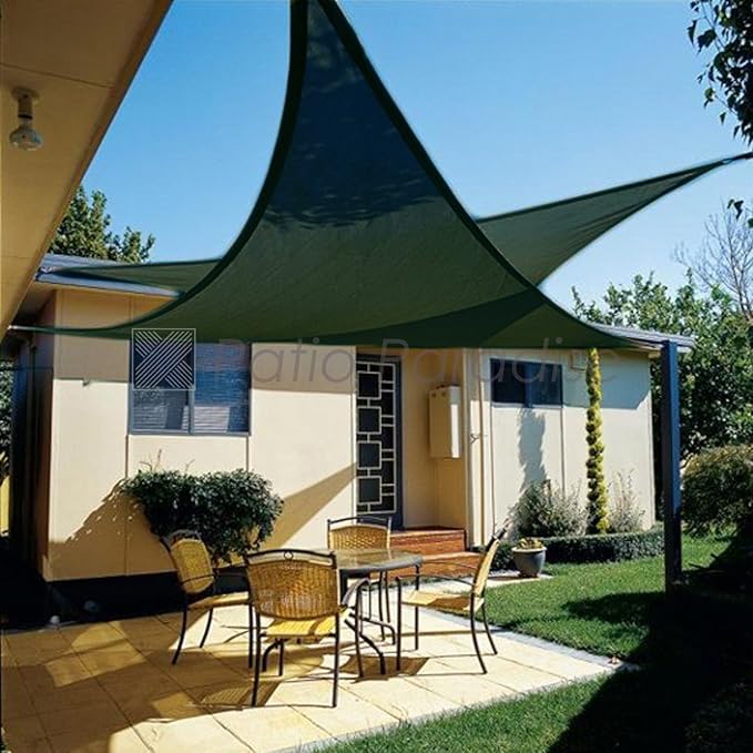 Patio Paradise 16' x 16' x 15'10" Sun Shade Sail Triangle Canopy, Permeable Shade Cloth Fabric Sunlight Block Patio Cover HDPE Deck Awning for Outdoor Backyard Pergolas Roof Shading, Green