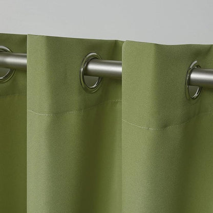 NICOLE MILLER NEW YORK Canvas Indoor/Outdoor Grommet Top Curtain Panel Pair, 54"x96", Green Apple