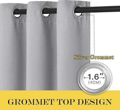 NICETOWN Blackout Bedroom Curtain 63 inches Long - Grommet Thermal Curtain Room Darkening Window Treatment Light Blocking Drape for Living Room (Silver Grey, 1 Panel, W46 x L63)