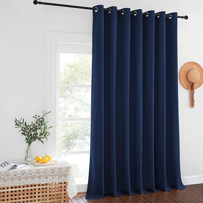 NICETOWN Navy Blue Blackout Room Divider Curtains 144 inch Length, Grommet Energy Saving Thermal Drapes Sound Reducing Window Treatments for Living Room/Bedroom, W100 x L144, 1 Panel