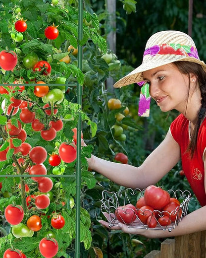 6 Pack Tomato Cages for Garden, 51in*13in Adjustable Tomatoes Plant Stakes Support Cages Trellis, Garden Trellis for Vegetable Flowers Fruits Climbing Plants- 20 Binding Wires Included