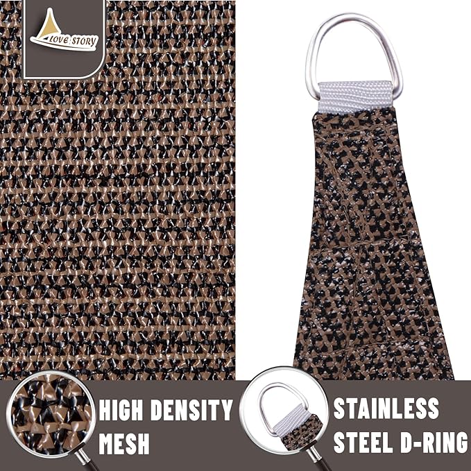 LOVE STORY Custom Size 7'x7'x9.9' Brown Sun Shade Sail Right Triangle Sunhsade Fabric Awning Canopy for Patio Backyard Carport Pergola (Customized)