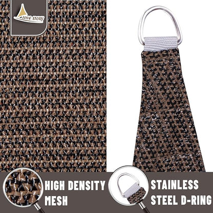 LOVE STORY Custom Size 15'x15' Brown Sun Shade Sail Rectangle UV Block Canopy Patio Sail Sunshades Fabric for Outdoor Garden Carport (We Make Custom Size)