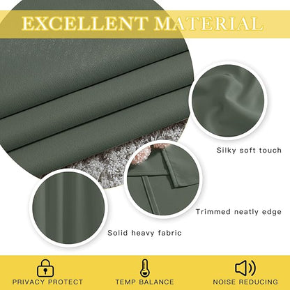NICETOWN Blackout 90 inch Sliding Door Curtain for Living Room, Grommet Thermal Room Darkening Sound Reducing Window Treatment for Bedroom, 1 Panel, Dark Mallard, W80 x L90