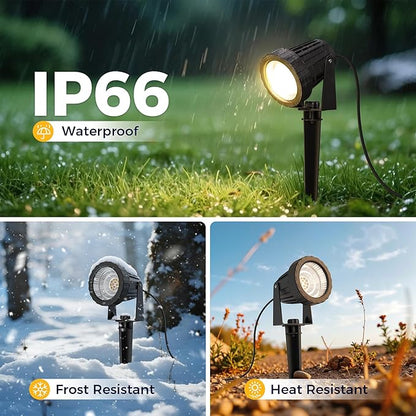 L LOHAS LED Outdoor Landscape Lighting, Auto On/Off 3000K Low Voltage Landscape Lighting, IP66 Waterproof Spot Lights for Yard, Outside, Garden, House, Pathway, Plant, Holiday Decor (10 Pack)