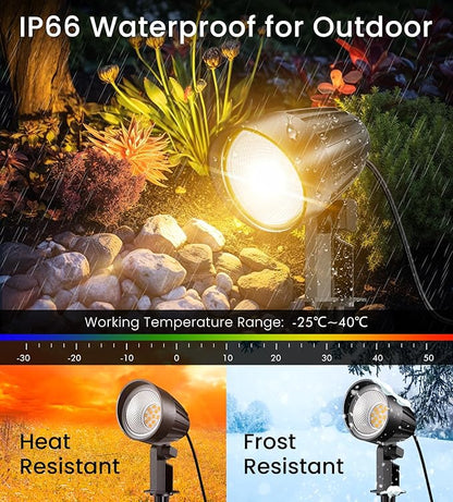 MEIKEE 7W Low Voltage LED Landscape Lights 800LM 12V Outdoor Landscape Lighting 2700K Warm White IP66 Waterproof Garden Pathway Lights Yard Lawn Spotlights with Connectors (4 Pack)