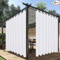 HolidayIdeas Extra Wide Outdoor Curtains for Patio Waterproof, 4 Panels - 110 x 120 Inch - Privacy & Light Filtering Curtains White Grommet Outside Curtains for Porch, Gazebo, Pergola, Backyard