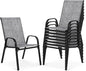 Outdoor Stackable Chairs Set of 8, Stacking Patio Chairs with Textilene Fabric, Outside Furniture for Garden Backyard Balconie Poolside Deck, Grey
