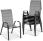 MAMIZO Patio Dining Chairs, Stackable All Weather Teslin Chair, Heavy Duty Outdoor Breathable Chairs Set, w/Armrests, Upgraded Chair FeetW/Strenthened Iron Spacers, 330 LBS (8, Grey)