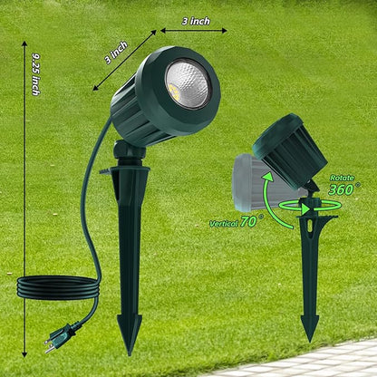 Spotlight Outdoor – 120V Plug-In, 6500K Cool White LED Landscape Lighting with RGB Purple 4 Color Lenses for Yard, Garden, Lawn & Tree Decor on Holidays&Everyday, IP67 Waterproof (2 Pack,Green)