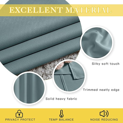 NICETOWN Blackout Curtain for Sliding Door, Patio Door Curtains, Grommet Thermal Insulated Room Divider Curtain Drape for Living Room/Bedroom (Greyish Blue, W80 x L84, 1 Panel)