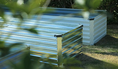 10×3×1FT(2PCS) Galvanized Raised Garden Bed Kit, Metal Planter Boxes,Large Outdoor Planters Garden for Planting Vegetables,Flowers,Herbs -Silver