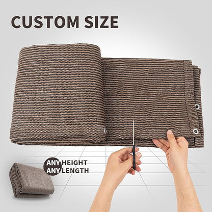 LOVE STORY Custom Size 2'6''x12' Brown Balcony Privacy Screen,UV Block Privacy Fence Screen,90% Shield for Outdoor Pool Garden Apartment Railing